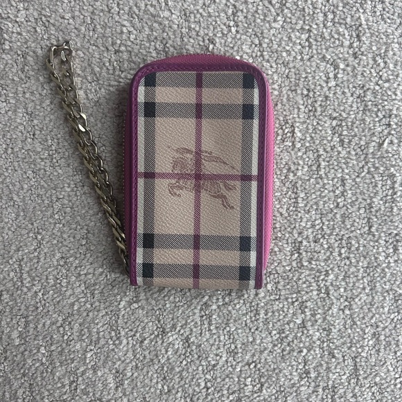Burberry Plaid Card Holder with Chain - Pink​​​​ - Picture 1 of 4